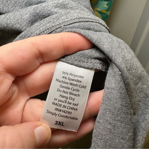 LuLaRoe Grey Floral Print Raglan Sleeves Randy Top size 3XL - Picture 7 of 8